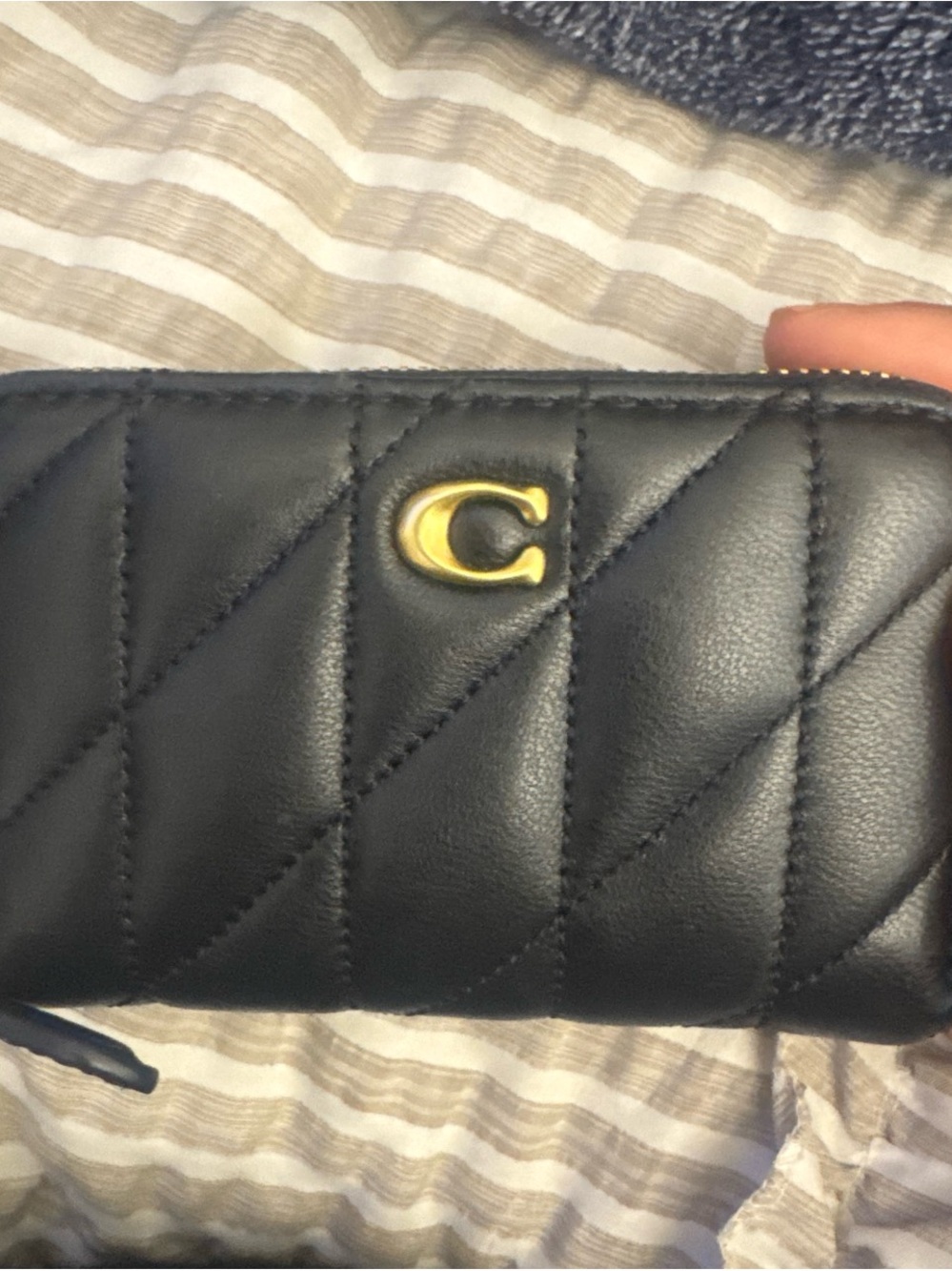 Coach Black Quilted Leather Wallet with Gold 'C' Logo